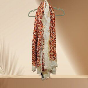 Express Leopard Print Oblong Scarf | Orange & Cream | One Size